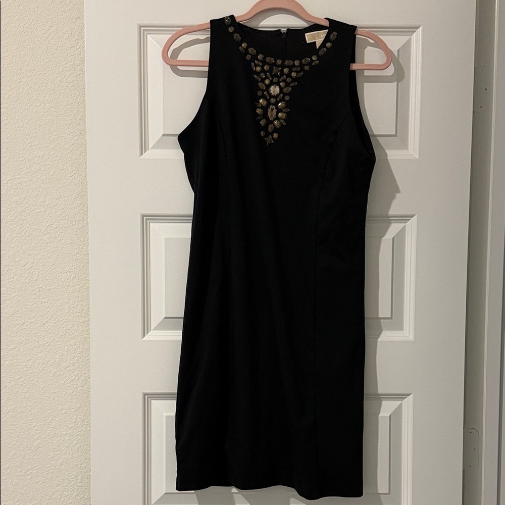 MICHAEL Michael Kors Black Mini Dress with Stone Accents